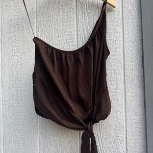 Banana Republic Brown Asymmetrical Tie Front Camisole